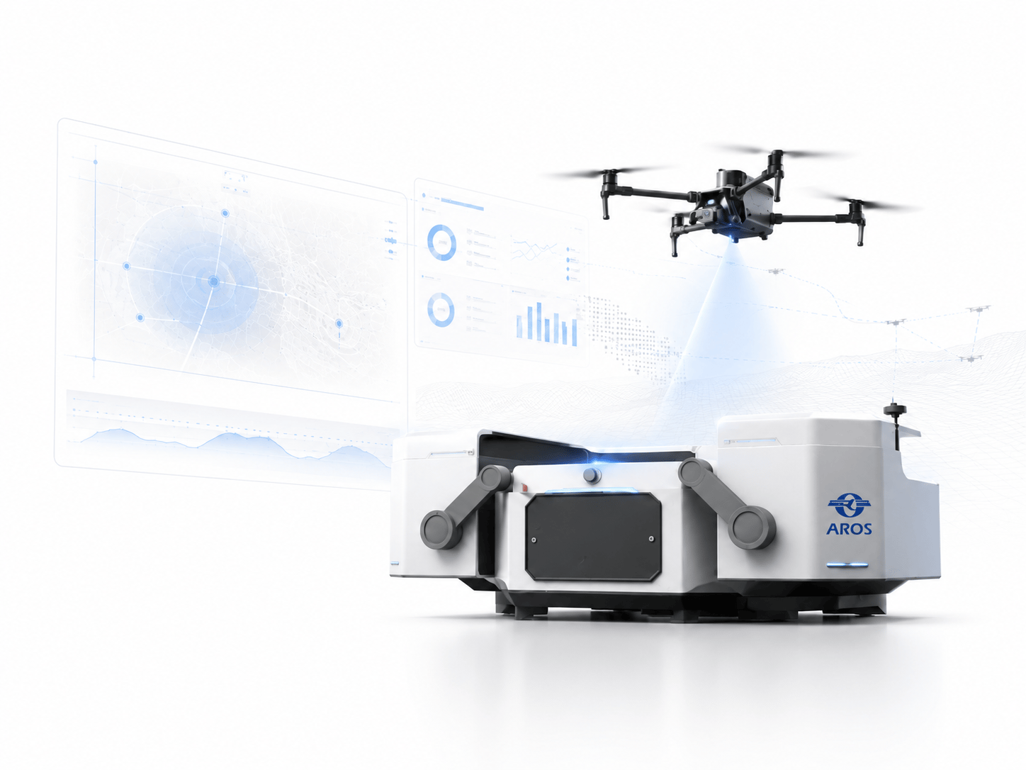 Drone operations station with field analytics interface and aerial drone